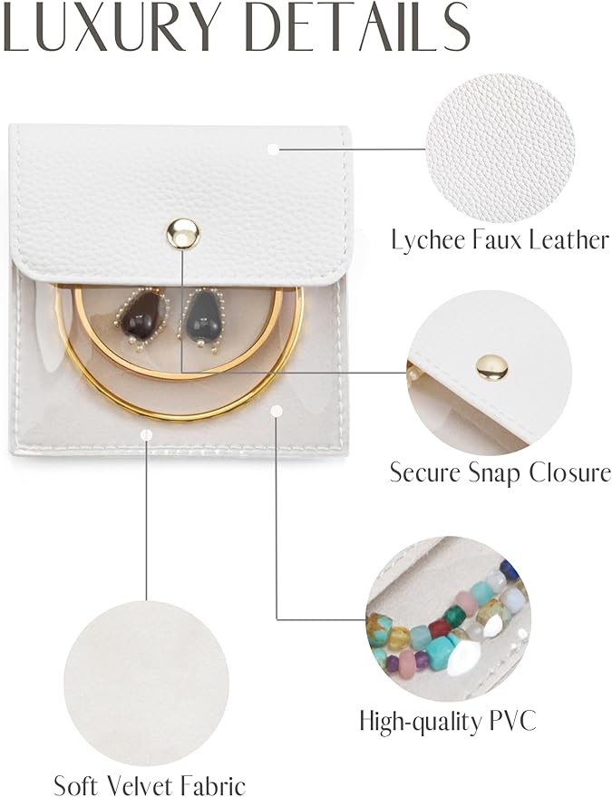 Popvibe Jewelry Pouch Women Mini Small Bag for Travel Clear White Small Pouch Bulk 12 Pack