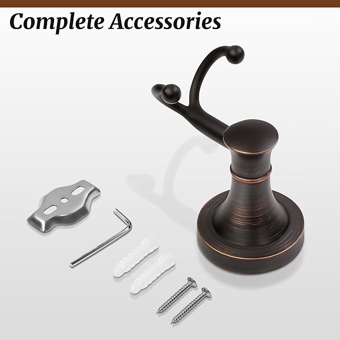 Bronze Towel Hooks, Bathroom Robe Hook Oil Rubbed, Heavy Duty Double Towel Hooks Bath Farmhouse Coat Clothes Hook Wall Mounted Rustic for Bathroom Kitchen Washroom