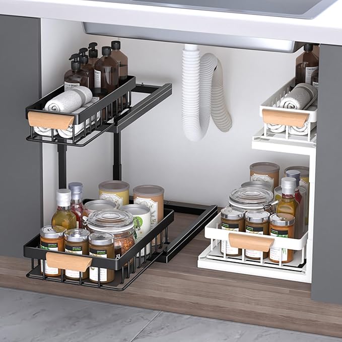 MARIE Under Sink Organizer and Storage,Pull Out Cabinet Organizer Slide Out Sink Shelf Cabinet Storage Shelves, Under Sink Storage for Kitchen Bathroom Cabinet