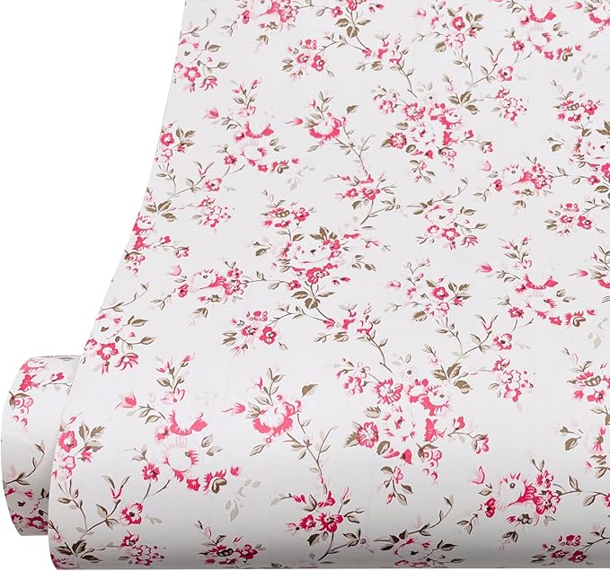 Rural Floral Shelving Paper Decorative Self-Adhesive Shelf Liner Drawer Cabinet Sticker 17.7 Inch by 9.8 Feet