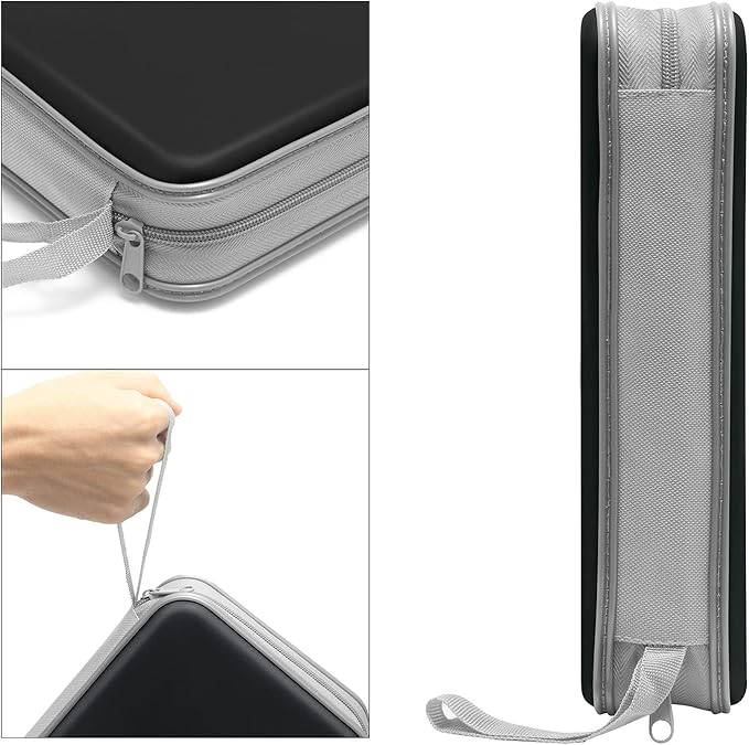 CD Case, DVD Case Holder 96 Capacity Hard Plastic CD DVD Disc Cases Storage Binder Wallet for Car Home Office Travel (Black)