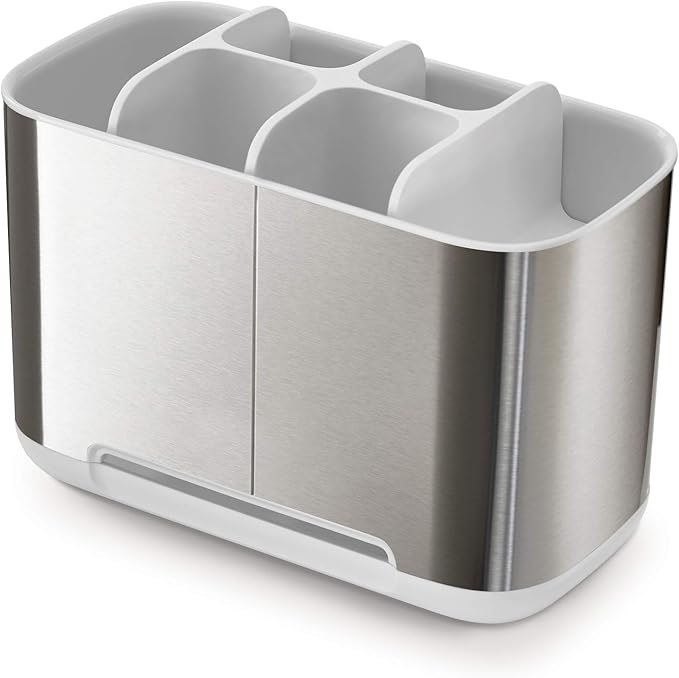 Joseph Joseph EasyStore Stainless-Steel Toothbrush Holder Bathroom Storage Organizer Caddy, Large