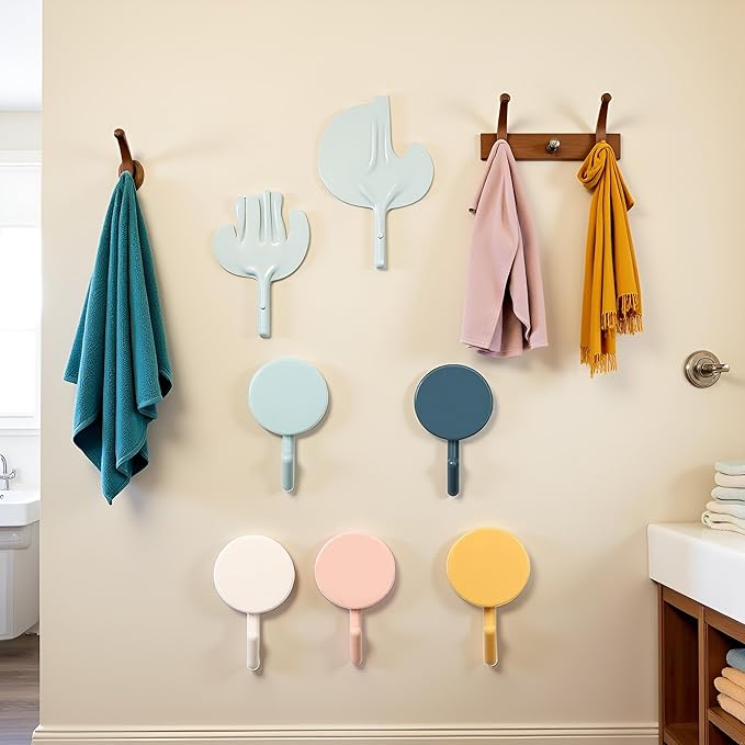 5Pcs Colorful Self Adhesive Hook, Cute Wall Hooks, Towel Hooks, Home Storage ，Stick On Plastic, Decorative Wall, Key Holder Kitchen, Bathroom, Office