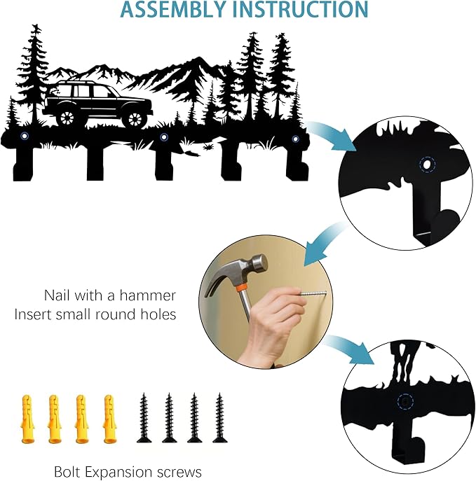 Metal Camper Coat Hooks Wall Art Decoration, Clothes Hangers and Key Holders, Metal Clothes Racks and Backpack Hooks Camper Themed Hooks Decoration for Storage, Living Room, Office, Hallway