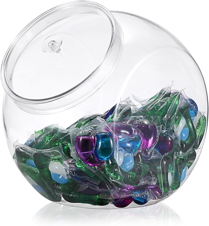 Sumnacon Laundry Pods Container with Lid Wide Mouth Laundry Room Organization Containers Plastic Food Storage Jar with Lid for Pantry Versatile Candy Jar or Cookie Containers for Kitchen