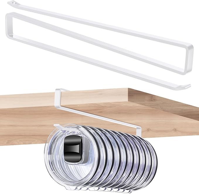 Tumbler Lid Organizer for Water Bottle, Cup and Mason Jar Storage - Space Saving Kitchen Organizers Holds 12 Lids, No-Tool Corner Cabinet Rack, No Drill Needed (1Pack,White)