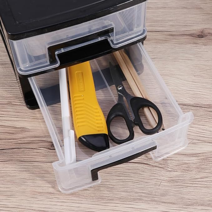 STOBAZA Double Layer Plastic Storage Drawer Cabinet 8.30X5.98X5.19In Portable Desktop Organizer for Office Study Kitchen Multifunction Storage Rack