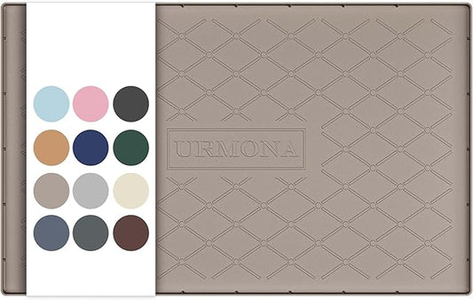 URMONA 34" x 22" Waterproof Silicone Mat in Multiple Sizes & Colors, Under Sink Mat for Kitchen & Bathroom, Pet Food Pad for Dogs & Cats, Kitchen Cabinet Liner, Multi-Purpose for Storage(Beige)