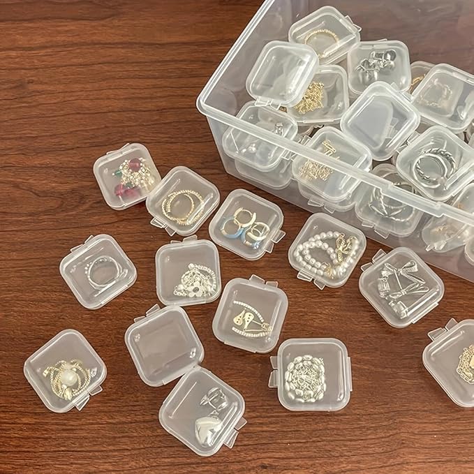 120Pcs Mini Jewelry Storage Containers,1.37 x 1.37 x 0.7 Inches, Clear Plastic Cases for Pearl Bracelets and Small Accessories (120)