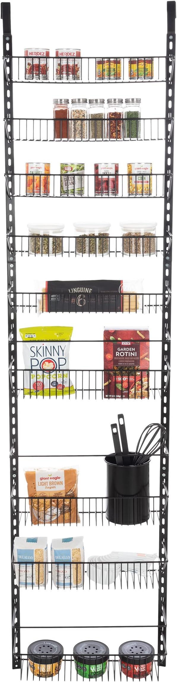 Over the Door Pantry Organizer - 9-Tier Organizer for Bathroom, Closet, or Kitchen Storage - Pantry Organizers and Storage by Home-Complete (Black)