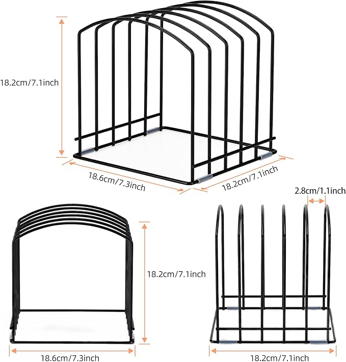 5-Slot Cutting Board Organizer, Bakeware Organizer, and Kitchen Cabinet Organizer for Baking Trays and Cookie Sheets (2pcs 5 Slots for one size)