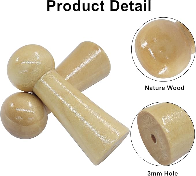 10Pcs Wooden Screw Hooks, Solid Wooden Wall Hooks Screw-On Coat Hooks, DIY Wood Coat Hooks for Hanging Jacket/Towel/Mug/Clothes Crafts(Style-2,Log Color)
