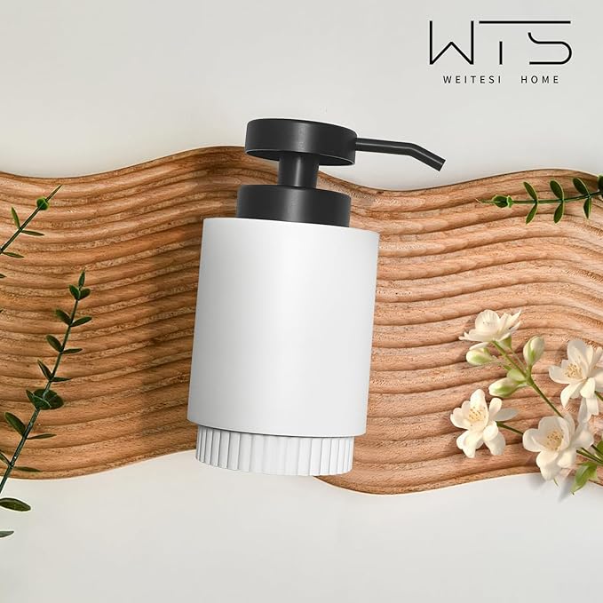 Resin Soap Dispenser for Bathroom, Hand Lotion Liquid Dispenser Easy-to-Press with Reusable Plastic Pump for Shampoo Bathroom Kitchen Countertop Rust-Proof 10 oz White