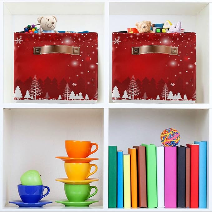 Bolaz Large Storage Basket Christmas Tree Snowman Foldable Storage Box Organizer Bins with Handles for Bedroom Home Office