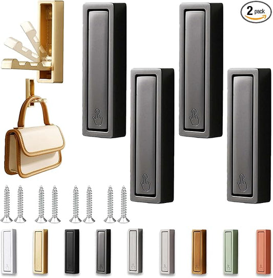 4PCS Folding Wall Hooks, Foldable Coat Hooks Heavy Duty Foldable Hook Bathroom Towel Hooks Robe Hooks Wall Mounted for Bathroom, Closet, Entryway, Pool, and Kitchen (Square-Dark Gray)
