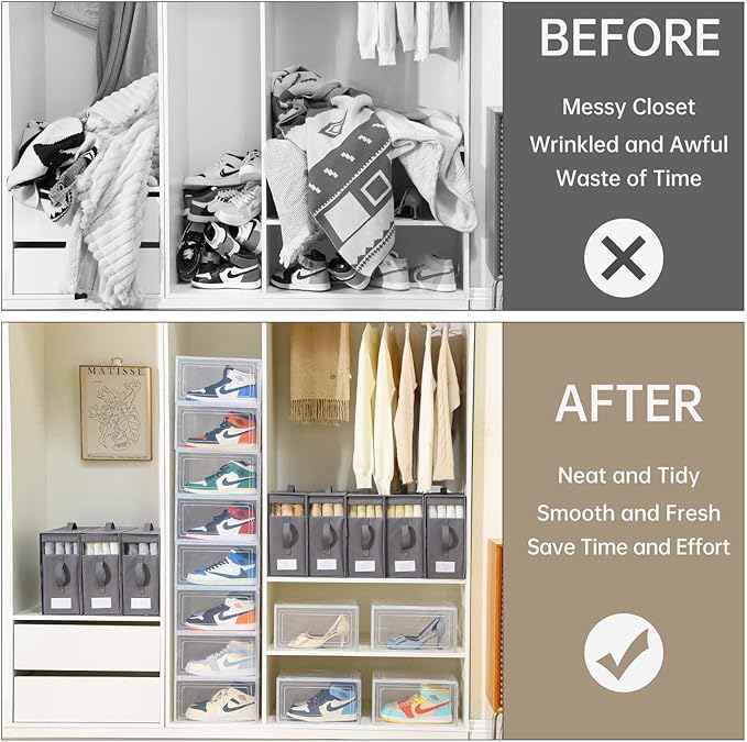 Bed Sheet Organizers,4 Pack Linen Closet Organizers and Storage, Foldable Bedding Organizer for Bedsheets, Duvet Covers and Pillow(Queen or King Size), Sheet Storage for Closet with Window