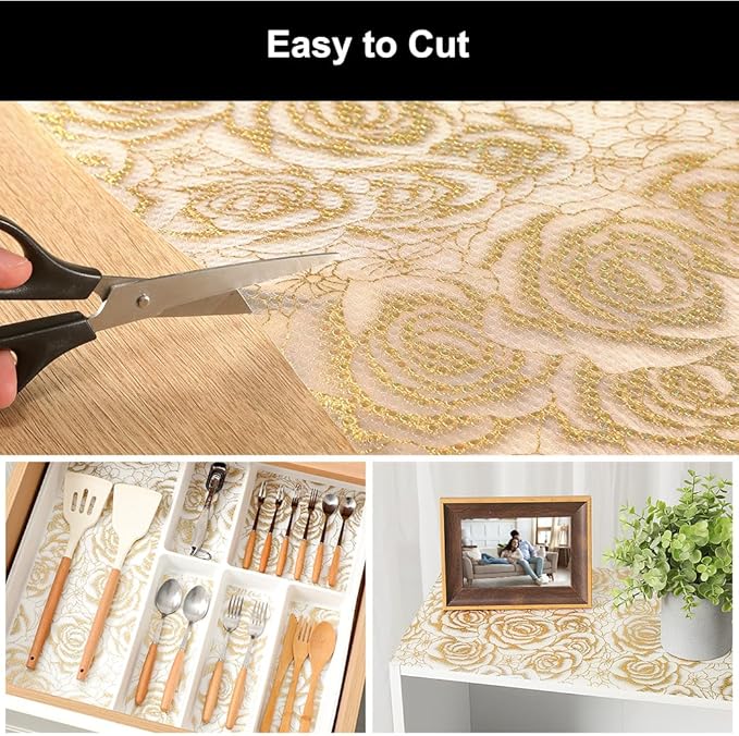 Cooyes Shelf Liner – Premium Non-Adhesive Cabinet & Drawer Liner for Kitchen – Waterproof Shelf Paper with Modern Pattern – Durable EVA Cabinet Mat – Easy to Cut （24" W x 120" L）