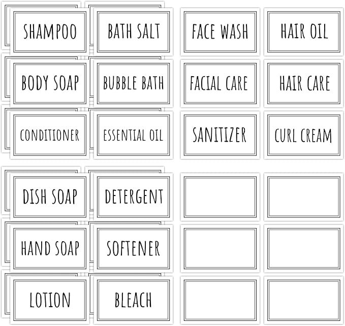 Segbeauty Self-Adhesive Waterproof Labels, 36-Pack Bathroom & Laundry Labels, Removable, DIY Blank Stickers for Plastic, Glass, Travel Bottles & Jars