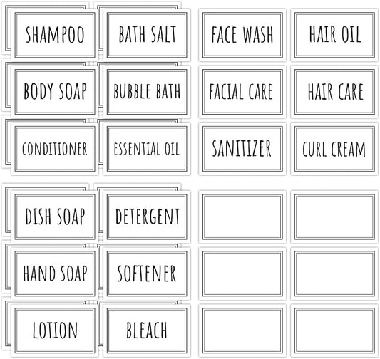 Segbeauty Self-Adhesive Waterproof Labels, 36-Pack Bathroom & Laundry Labels, Removable, DIY Blank Stickers for Plastic, Glass, Travel Bottles & Jars