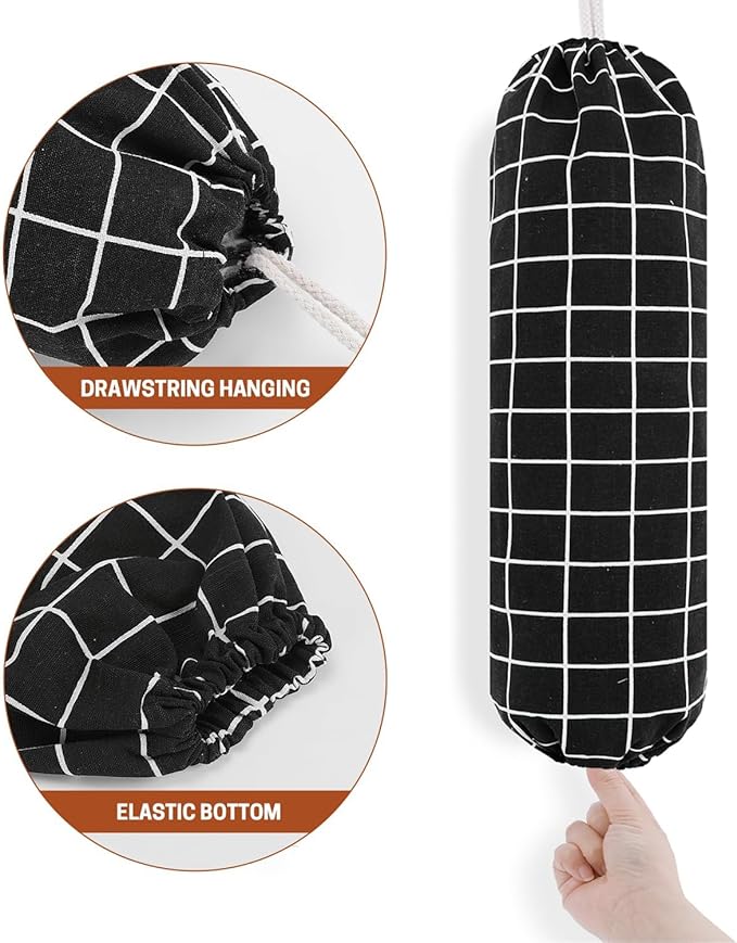 SWISSELITE Reusable Plastic Bag Organizer, Wall Mount Grocery Bag Storage Dispenser, 22x9 IN
