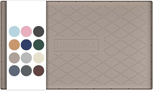 URMONA 37" x 22" Waterproof Silicone Mat in Multiple Sizes & Colors, Under Sink Mat for Kitchen & Bathroom, Pet Food Pad for Dogs & Cats, Kitchen Cabinet Liner, Multi-Purpose for Storage(Beige)