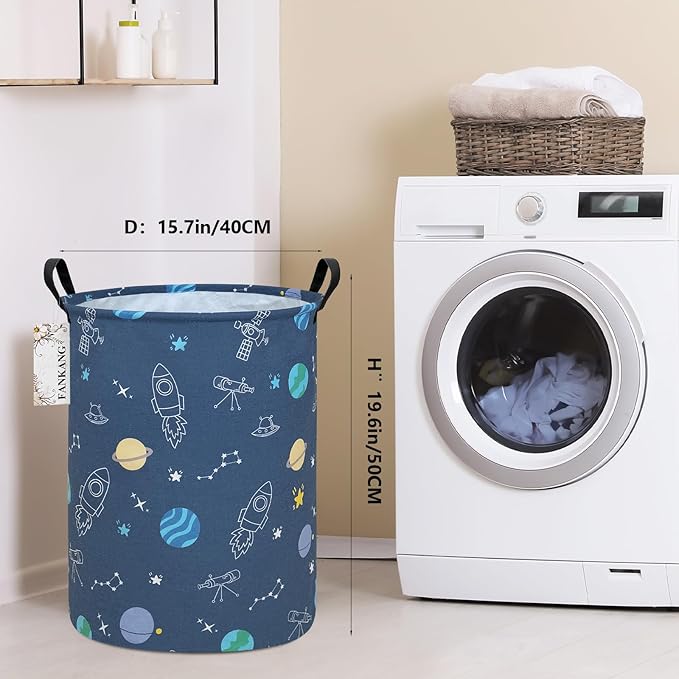 FANKANG Storage Basket, Nursery Hamper Canvas Laundry Basket Foldable with Waterproof PE Coating Large Storage Baskets for Kids Boys and Girls, Office, Bedroom, Clothes,Toysï¼Colorful Space ï¼