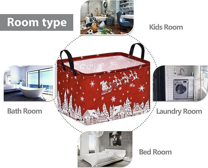 Christmas Basket Box Hamper Storage Basket Collapsible Organizer Bin Gift Shelf Baskets for Home and Kitchen Storage