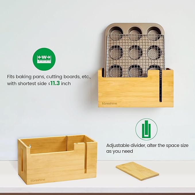 Bamboo Trash Bag Dispenser & Holder 1.2–4 Gallon, No-Drill Adhesive Wall Mount & Cabinet Door, Fits Up to 3.3” Diameter Rolls, Mini Garbage Bag Organizer for Kitchen Under Sink