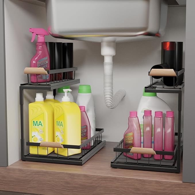 MARIE Under Sink Organizer and Storage,Pull Out Cabinet Organizer Slide Out Sink Shelf Cabinet Storage Shelves, Under Sink Storage for Kitchen Bathroom Cabinet