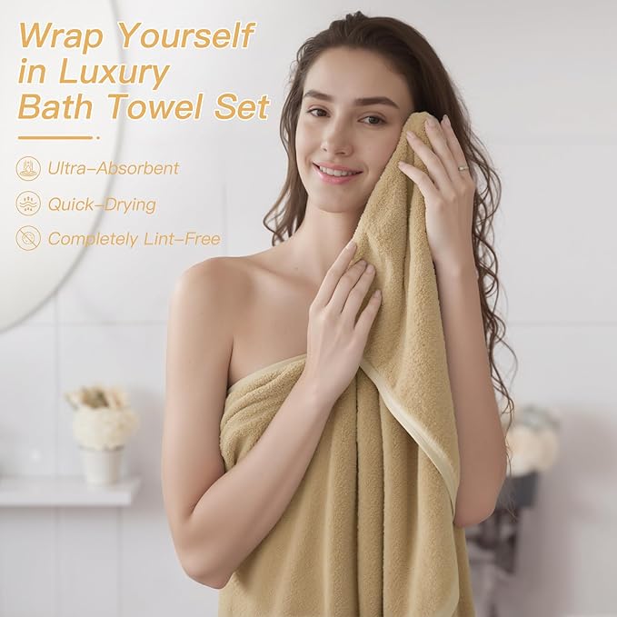 iMucci Bathroom Accessories Bathroom Sets with Shower Curtain, Bath Towel Set, Trash Can, Toilet Brush, Soap Dispenser, Bathroom Accessories Set Complete