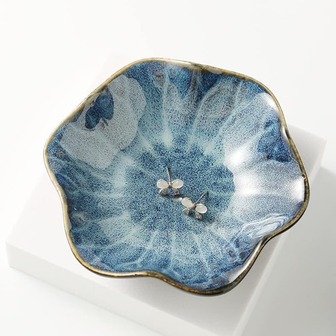 Jewelry Dish, Ceramic Trinket Tray, Small Ring Dish Holder, Key Bowl, Home Decoration for Friends Sisters Mother