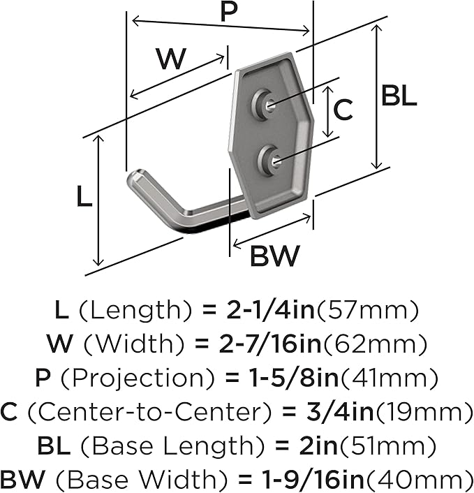 Amerock H3700826 | Benton Double Prong Decorative Wall Hook | Polished Chrome Hook for Coats, Hats, Backpacks, Bags | Hooks for Bathroom, Bedroom, Closet, Entryway, Laundry Room, Office
