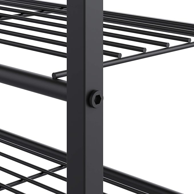 Yusong Shoe Rack Organizer, 5 Tier Industrial Shoe Storage Shelf, Narrow Sturdy Metal Shoe Shelves for Closet Entryway, Rustic Brown