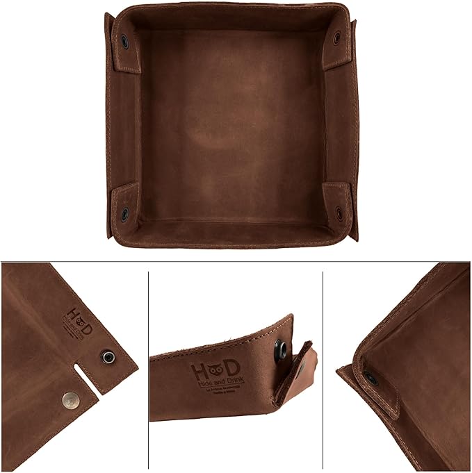 Hide & Drink, Leather Catchall Change Keys Coins Jewels Box Tray Big Storage, Handmade :: Swayze Suede