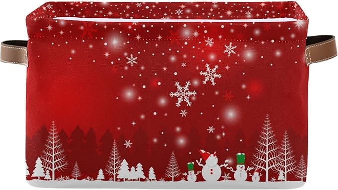 Bolaz Large Storage Basket Christmas Tree Snowman Foldable Storage Box Organizer Bins with Handles for Bedroom Home Office