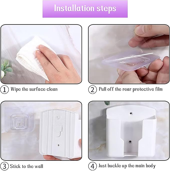 RUIAN 2Pcs Fashion Remote Control Holders Self Adhesive Wall Mount Air Conditioner Media Storage Racks Organizers, White