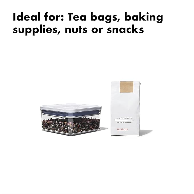 OXO Good Grips POP Container - Airtight Food Storage - Big Square Mini 1.1 Qt Ideal for tea bags, baking supplies, nuts or snacks