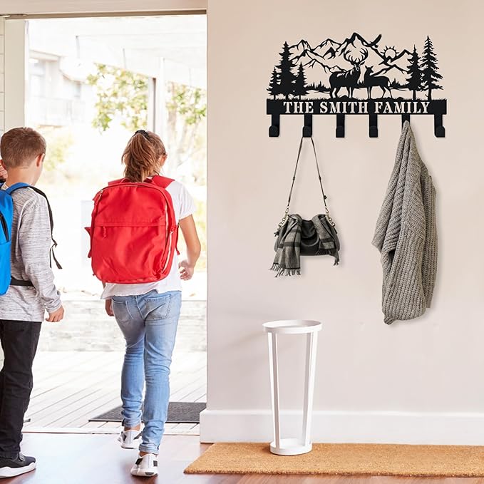 Personalized Metal Coat Hooks Wall Mount and Coat Rack Hanger for Hanging and Storage Ideal for Living Room, Hallway, Office, Backpack, Bags, Towel, Clothes and Hat