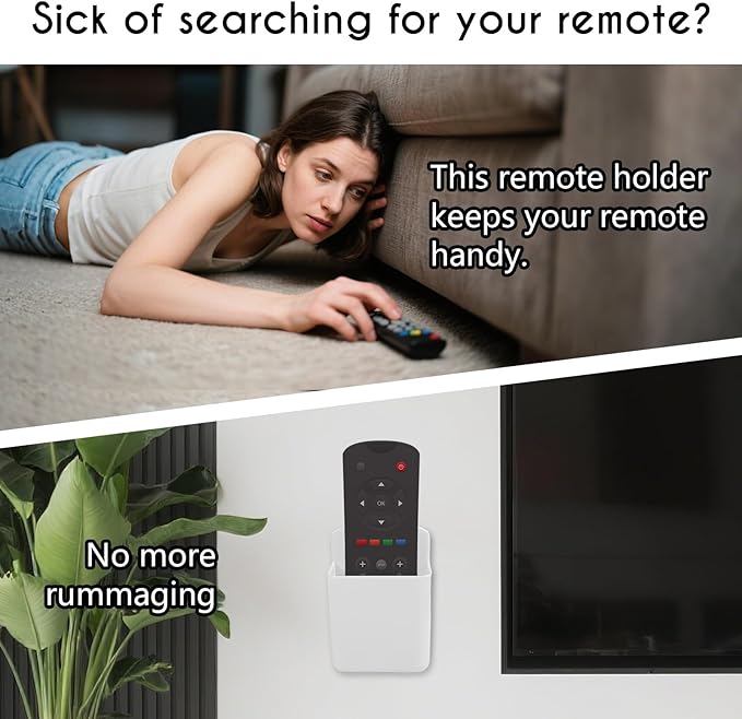 2 Pack White Remote Control Holder, Self adhesive Wall Mount Storage Box for TV and Air Conditioner Remote Controls, Pen Holder Organizers and Accessories for Home Office School
