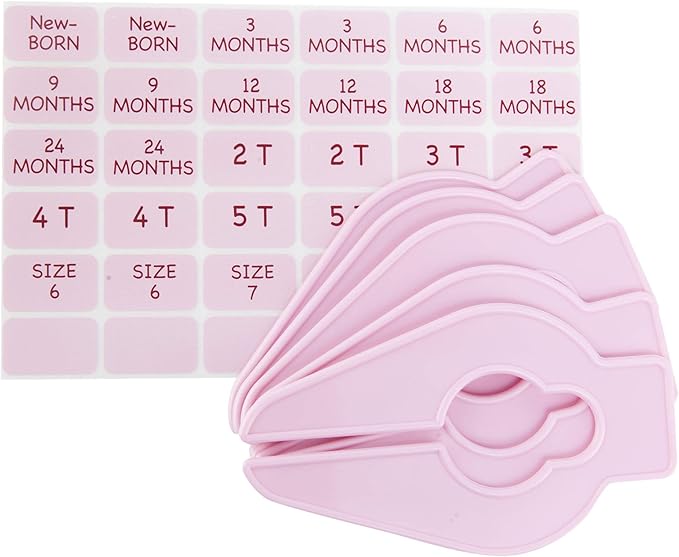 Size-It Closet Organizers by Baby Buddy - Baby Clothes Closet Dividers Nursery Clothing Organization for Babies and Kids, Newborn up to Size 8, Clothes Divider for Closet, Pink, 5 Count
