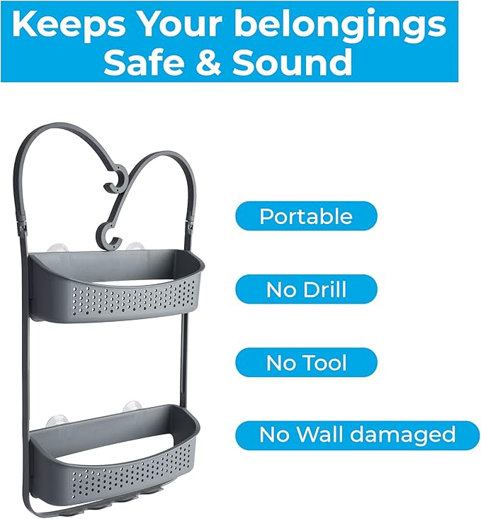 Blue Canyon Shower Caddy Double Hanging Grey