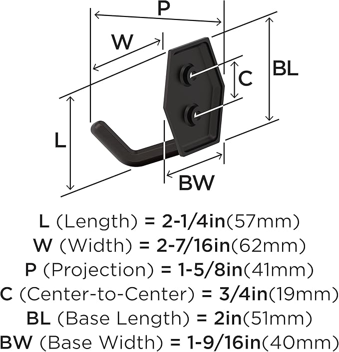 Amerock H37008ORB | Benton Double Prong Decorative Wall Hook | Oil Rubbed Bronze Hook for Coats, Hats, Backpacks, Bags | Hooks for Bathroom, Bedroom, Closet, Entryway, Laundry Room, Office