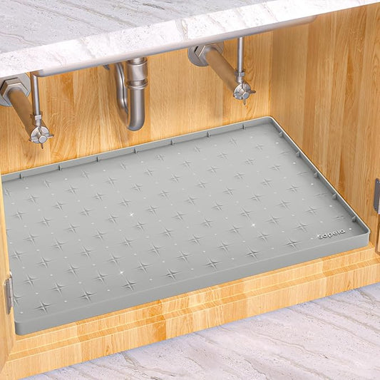Sdpeia Under Sink Mat 34"×22" Waterproof Silicone Cabinet Liner & Sink Protector for Kitchen & Bathroom, Multi-Purpose Organizers Tray for Pets, Laundry, Cat Litter Mat