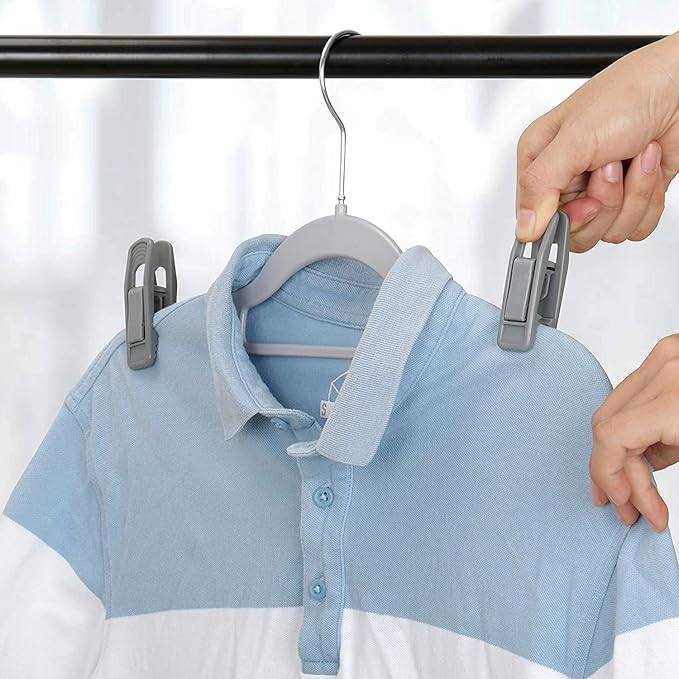 Tinfol Gray 60pc Hanger Connector Hooks and 20pc Hanger Clips, Stackable Space Saving Hook - Hangers Finger Clips, Hangers Organizer Accessories for Closet Organizers