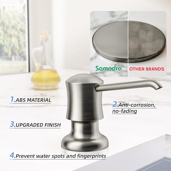 Samodra Sink Soap Dispenser and Extension Tube Kit, ABS Pump Head Bronzed Built in Design with 47” Extension Tube to Soap Bottle, No More Messy Refills(No Bottle)