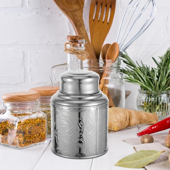 Luxshiny Portable Airtight Stainless Steel Tea Canister with Sealing Lid for Loose Leaf Tea Storage and Kitchen Organization 5.51X4.13X2.55 Inches