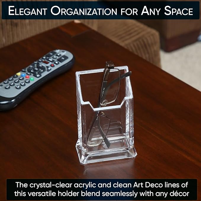 Home-X Acrylic Pen Holder â Multipurpose Clear Acrylic Makeup Brush Holder with Wide Opening and Stable Base for Eyeglasses, Pencils, Tools â Ideal for Desk, Vanity, Bathroom Storage