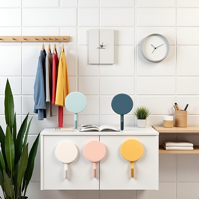 5Pcs Colorful Self Adhesive Hook, Cute Wall Hooks, Towel Hooks, Home Storage ，Stick On Plastic, Decorative Wall, Key Holder Kitchen, Bathroom, Office