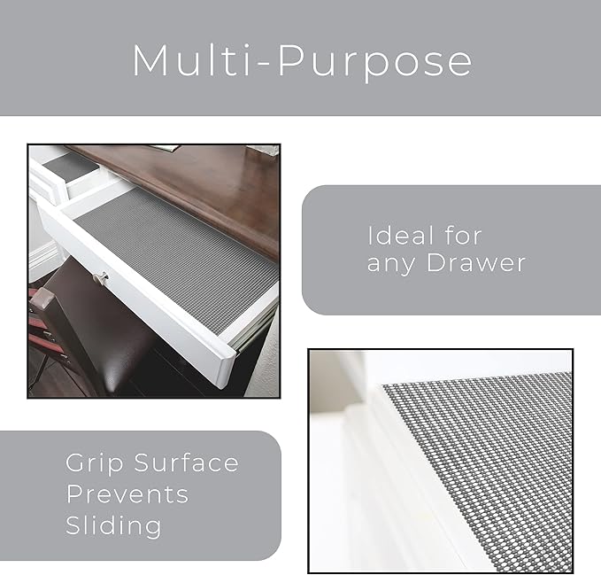 Smart Design Classic Grip Shelf Liner For Home Organization- Non Adhesive/Slip, Easy Clean - Perfect for Desk, Shelves, Kitchen, Bathroom, Cabinet Protection -Graphite Gray