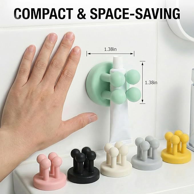 Silicone Toothbrush Holders 6Pcs - Self Adhesive Razor Holder Wall Mounted, Organizer for Bathroom Kitchen Living Room Office